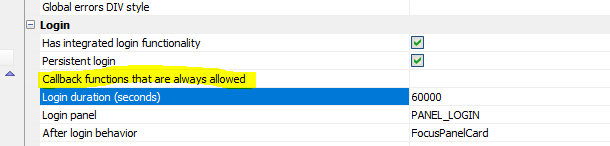 Callback functions that are always allowed